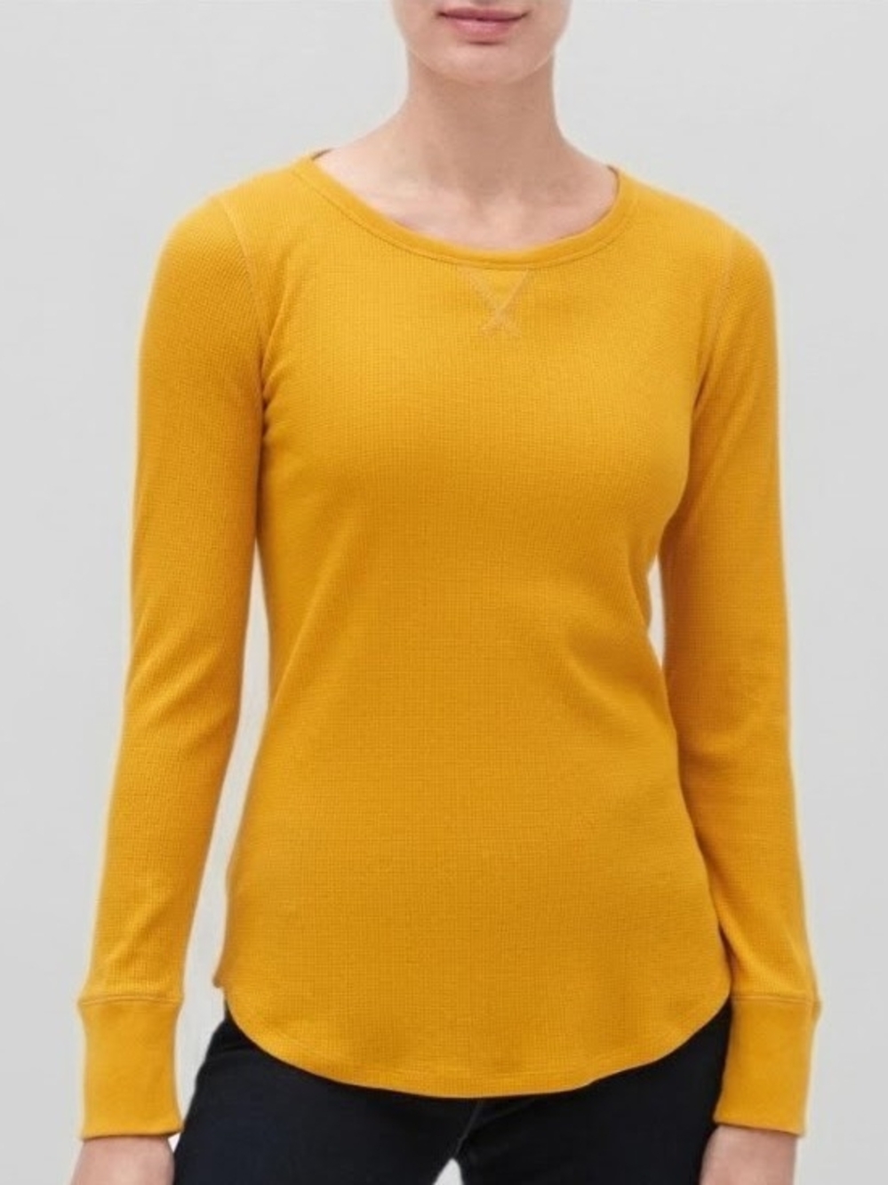 Gap Waffle-Knit Long Sleeve Crewneck T-Shirt